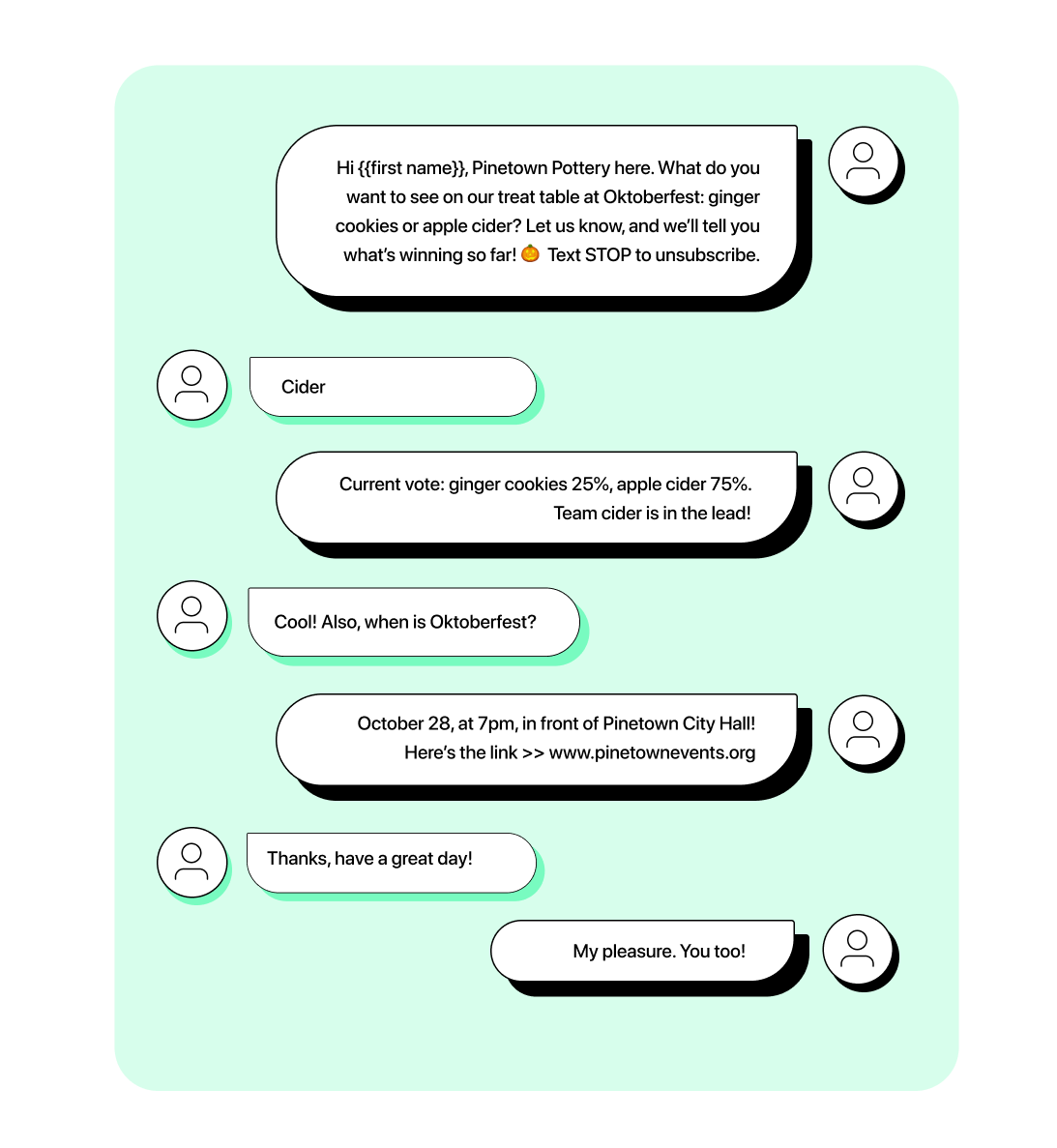 Example of a conversational marketing text converation