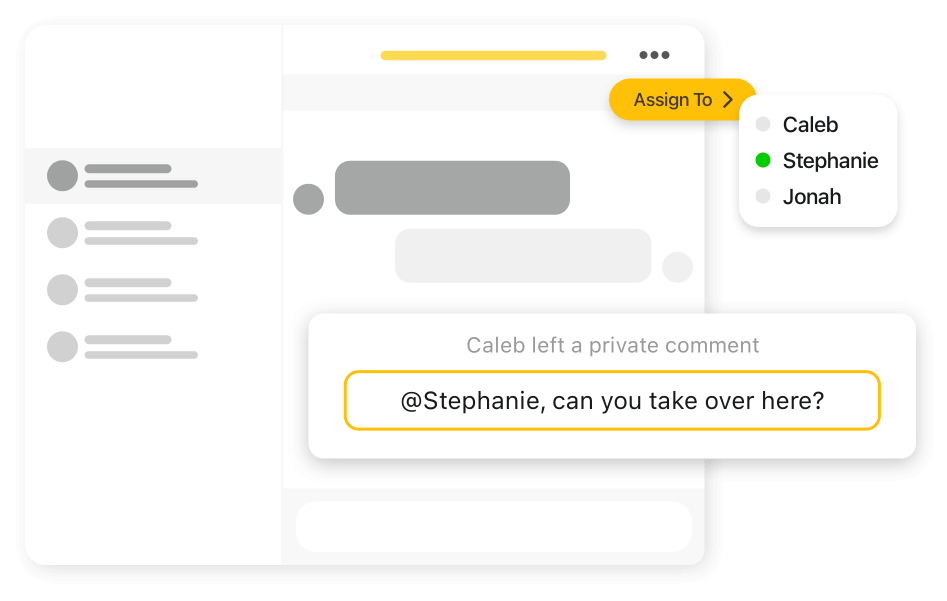 Using private comments on a Shopify text message conversation