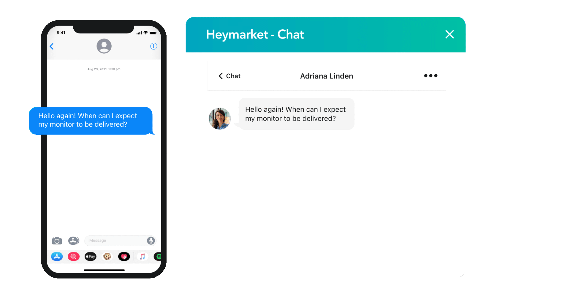 A team collaborating on a HubSpot texting conversation using private comments and assignments