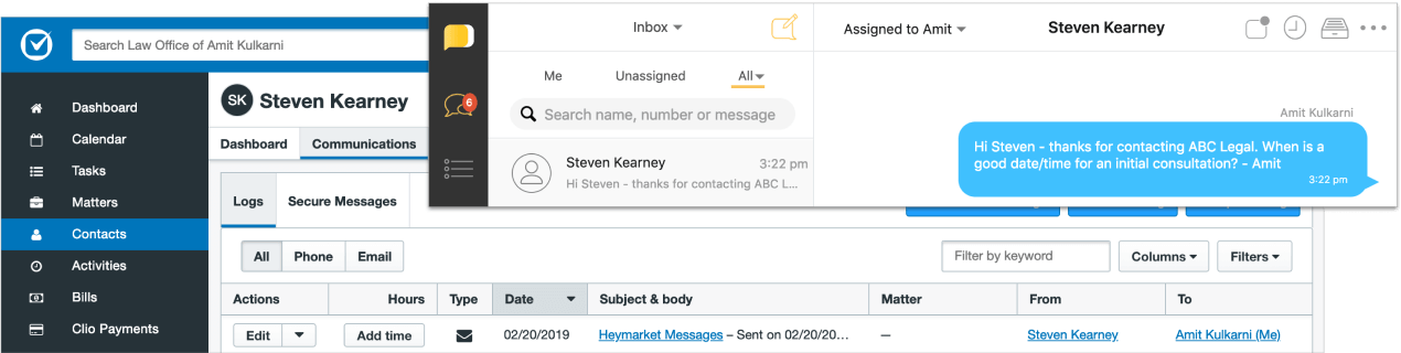 Clio Integrations for Law Firm Text Messaging