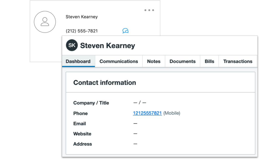 Example of Contact in Heymarket and Clio Integration