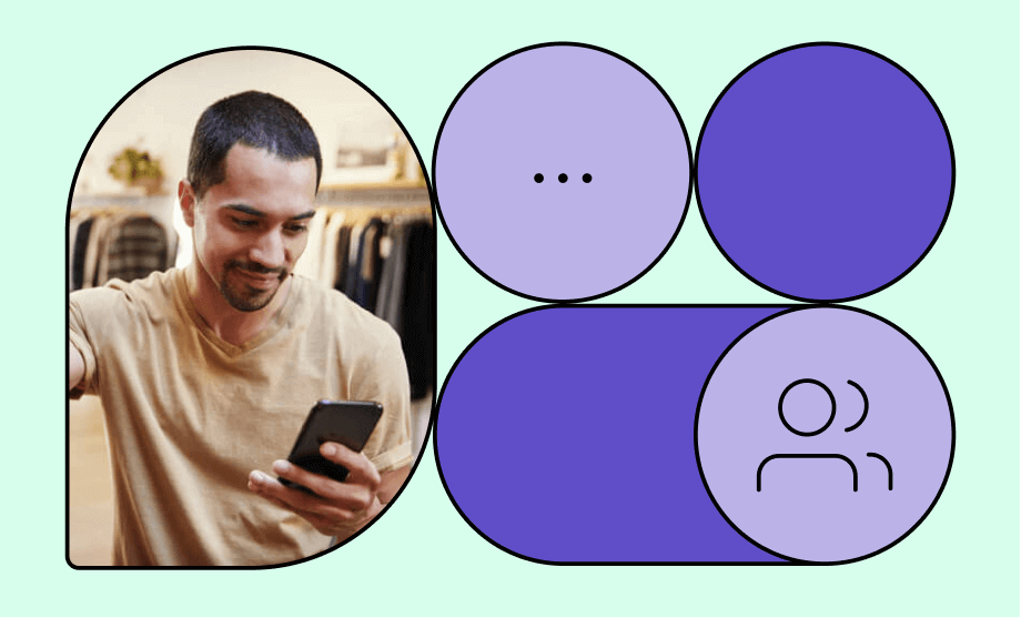 Man texting while sneaker shopping