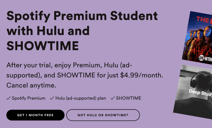 Spotify discount for college students