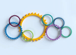 Colorful gears, representing automations for ecommerce stores