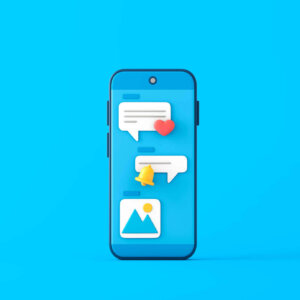 Phone screen with push notifications and SMS