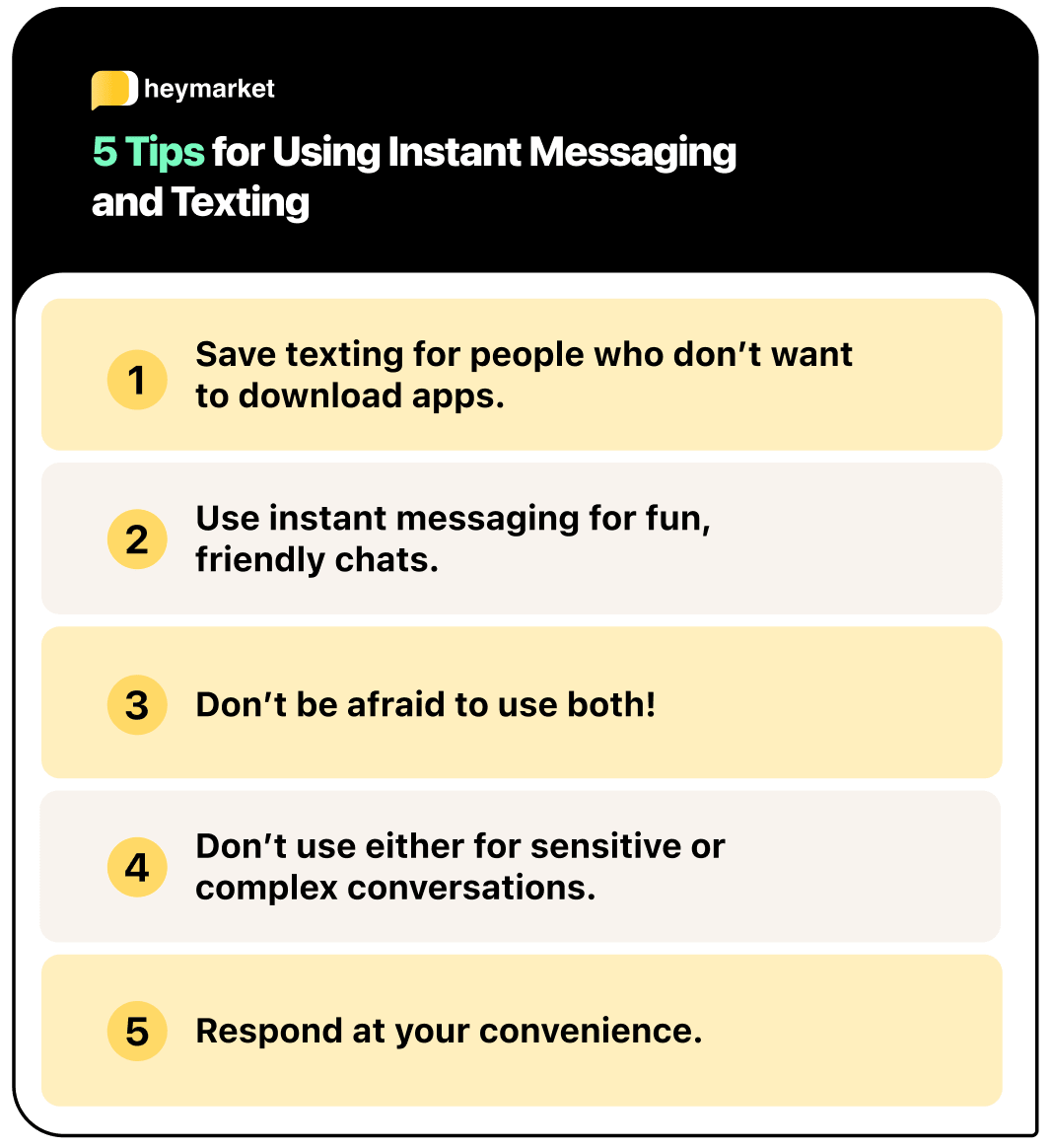Tips for using instant messaging and texting