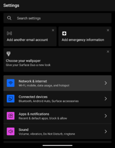 Select network and internet on Android phone