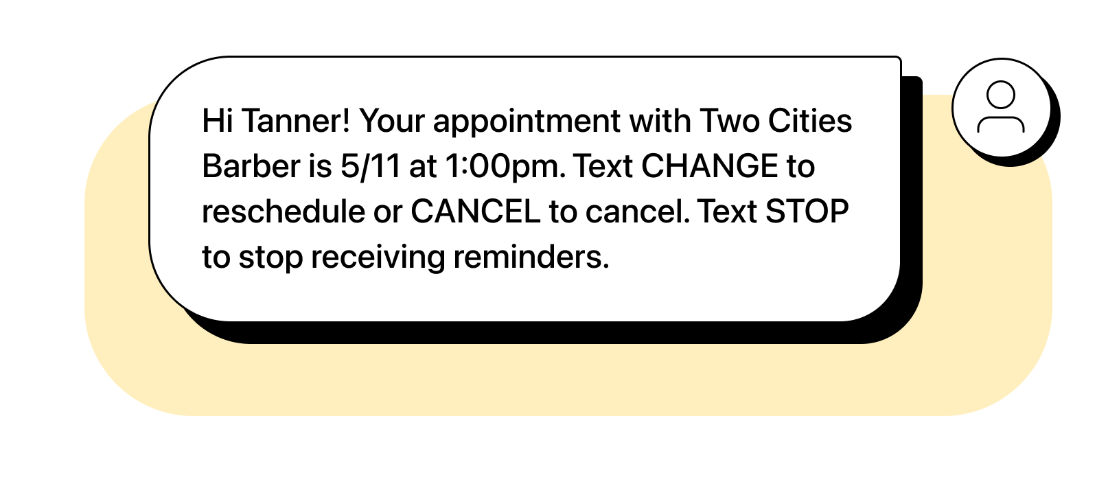 Example of an appointment confirmation text