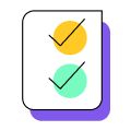 Icon with yellow and green check boxes