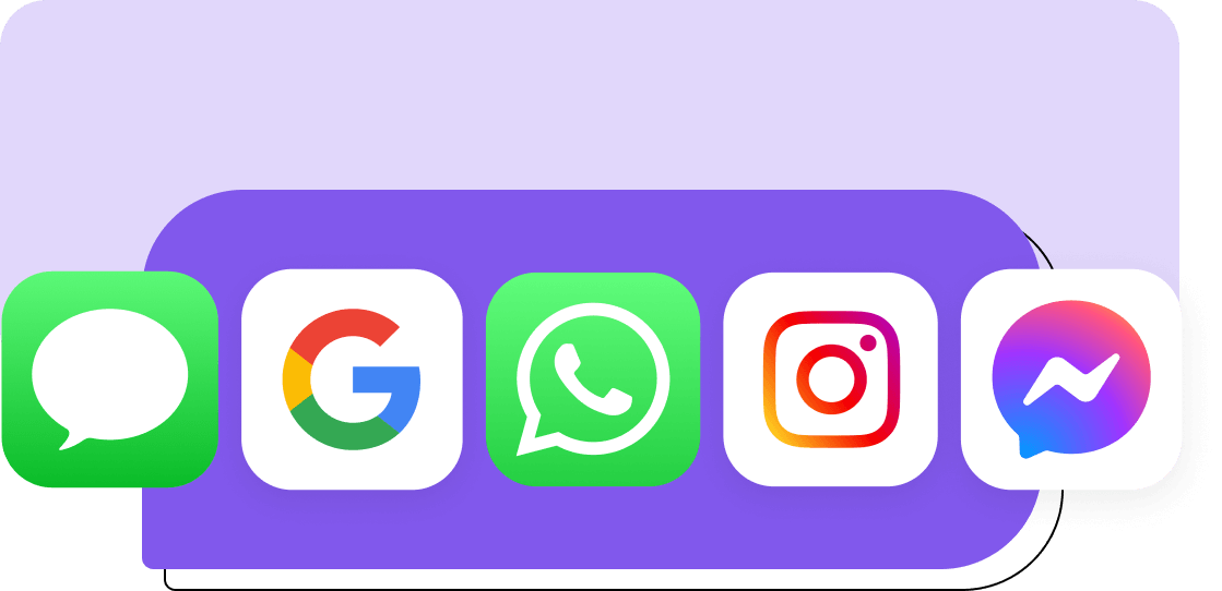 Icons for Apple Messages, Google Business Messages, WhatsApp, Instagram, and Facebook Messenger