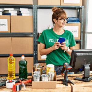 Shop keeper using texting