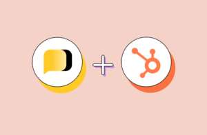 Yellow Heymarket logo next to the orange HubSpot logo, with a plus sign in between