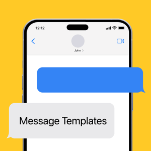 Phone screen with a blank text message template
