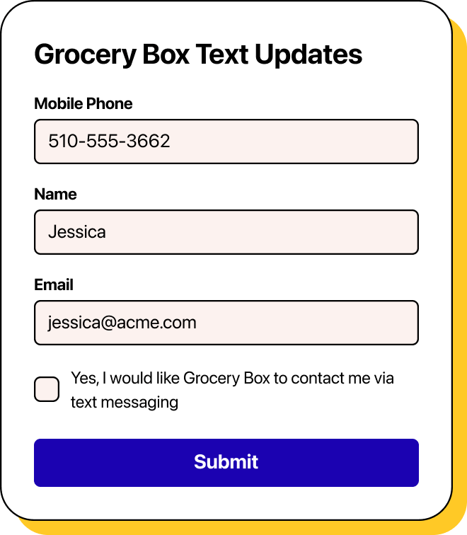 SMS lead capture form