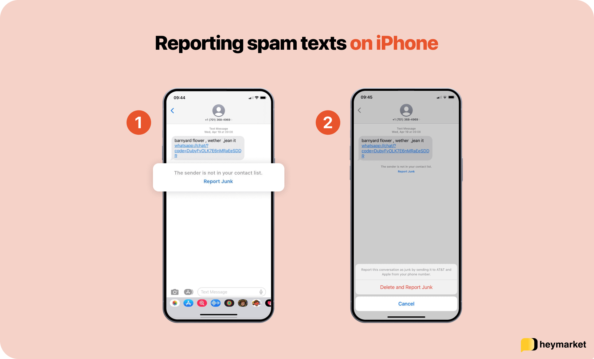 Steps for reporting spam texts on iPhone