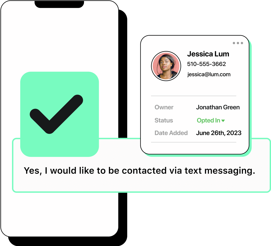 Illustration of a contact opting into business text messaging