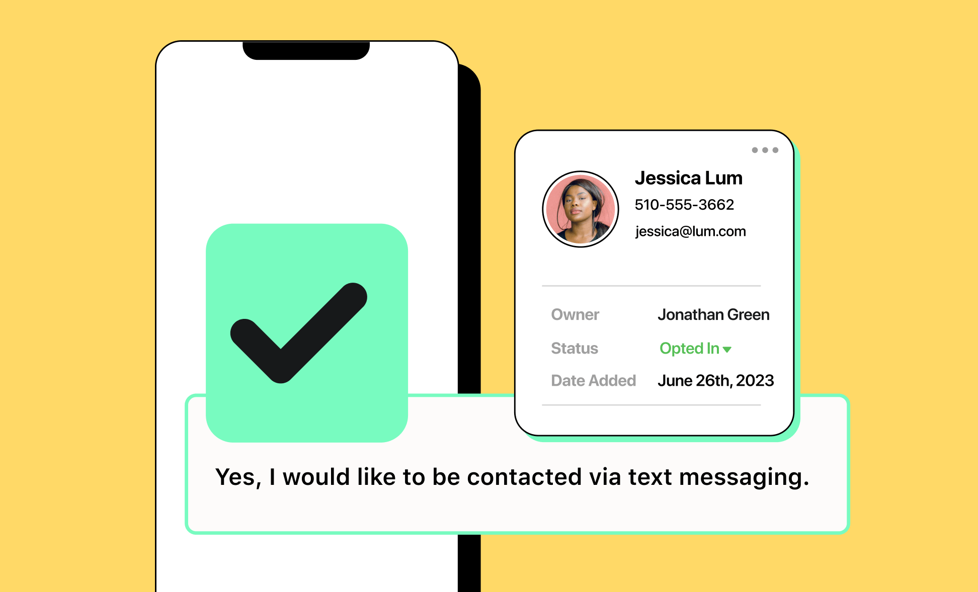 Illustration of a contact opting into business text messaging