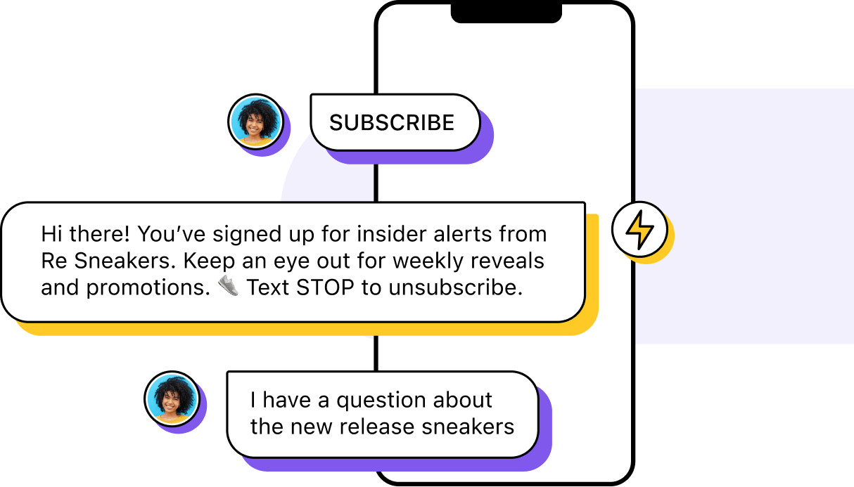 Illustration of a customer opting into text message notifications