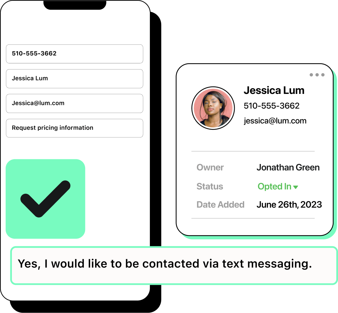 Illustration of a customer opting into text messaging with SMS opt-in feature