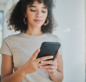Sending a text message on an Android phone.