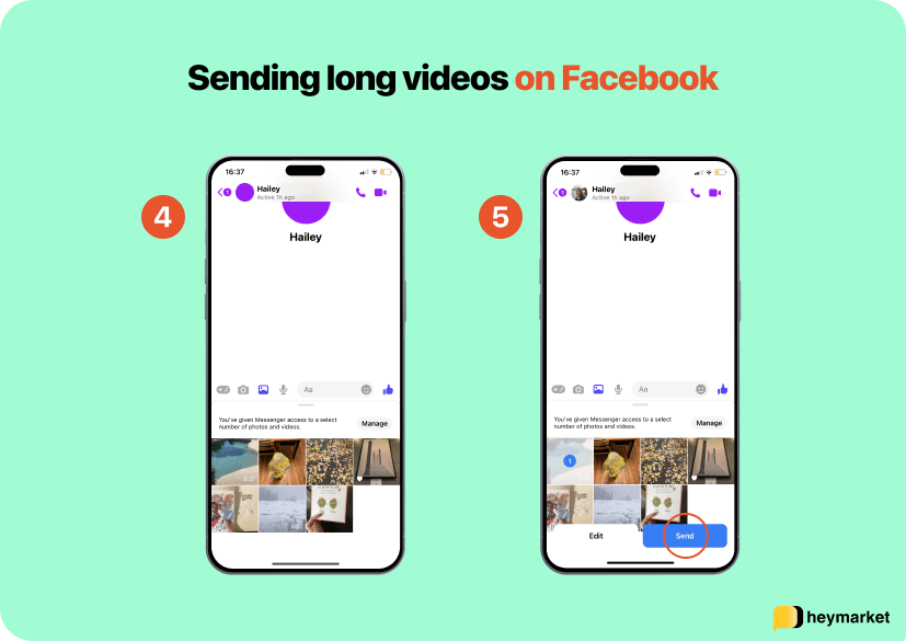 Sending a long video on Facebook Messenger