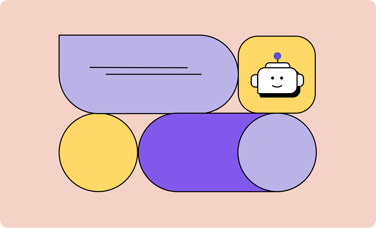 Illustration of a robot and message bubbles to represent texting with ChatGPT.