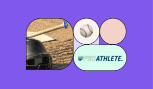 Hero image with Pro Athlete logo, baseball emoji and baseball bat image.