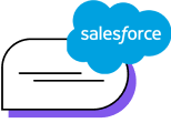 Illustration of chat integration with Salesforce logo