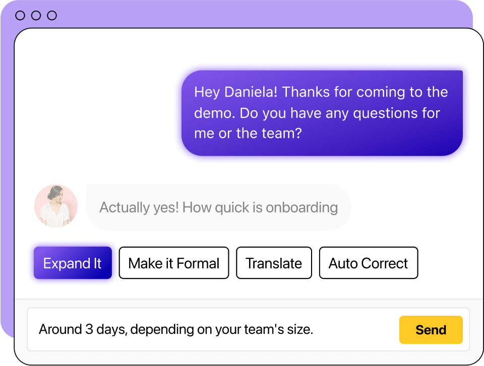 Heymarket's AI agent for sales showcase in chat