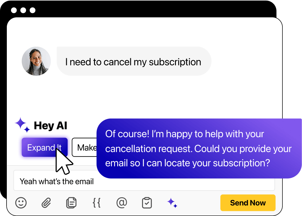 Fine-tuning typed messages using Heymarket’s AI features.