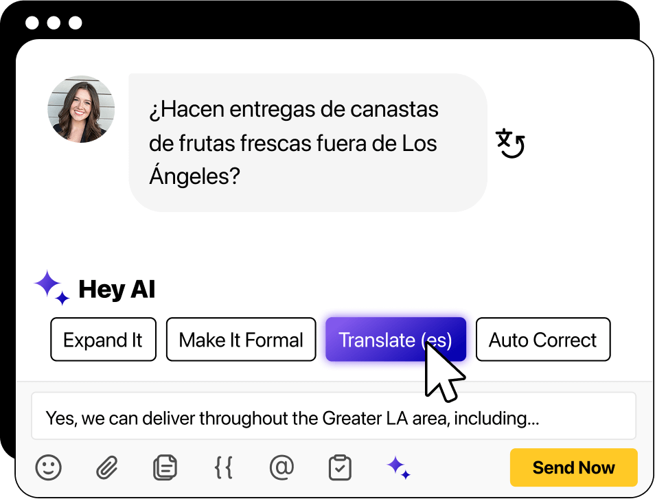 Illustration of Heymarket's AI translate feature