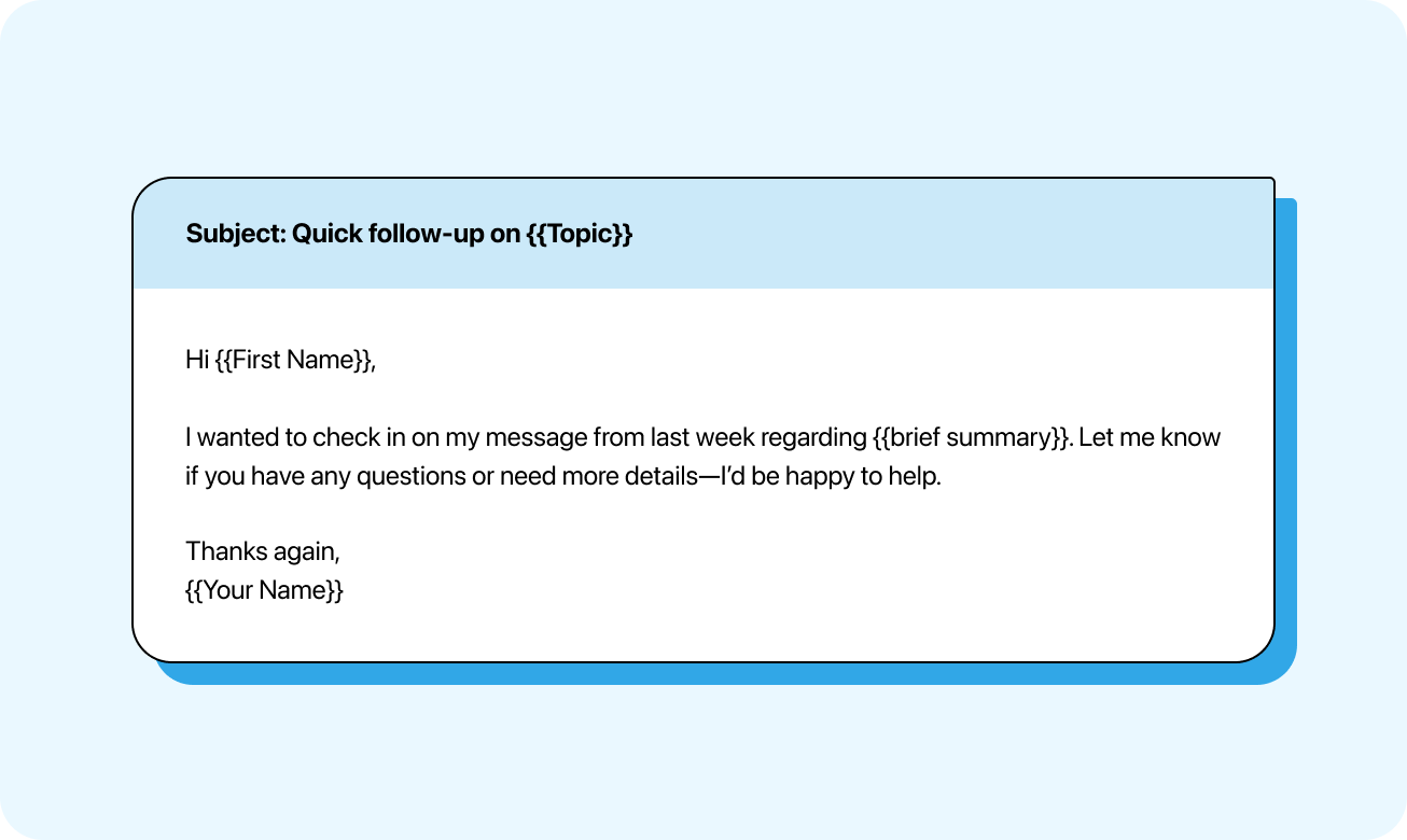 Quick follow-up email template