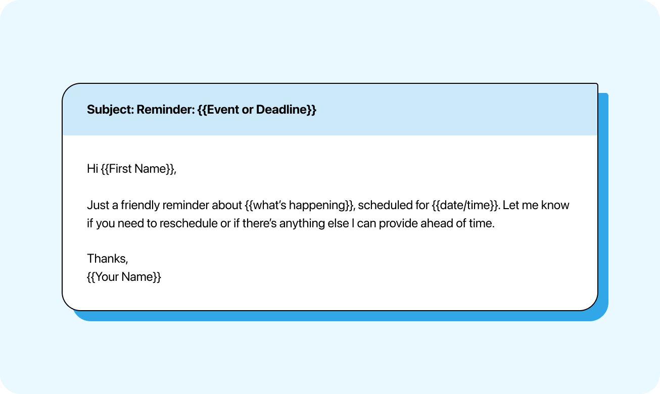 Reminder email template