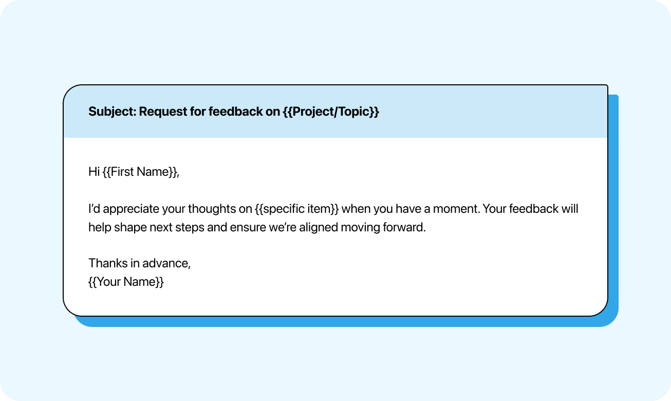 Requesting feedback email template