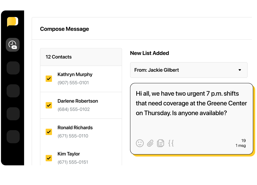 Illustration of sending an email to a list of customers.