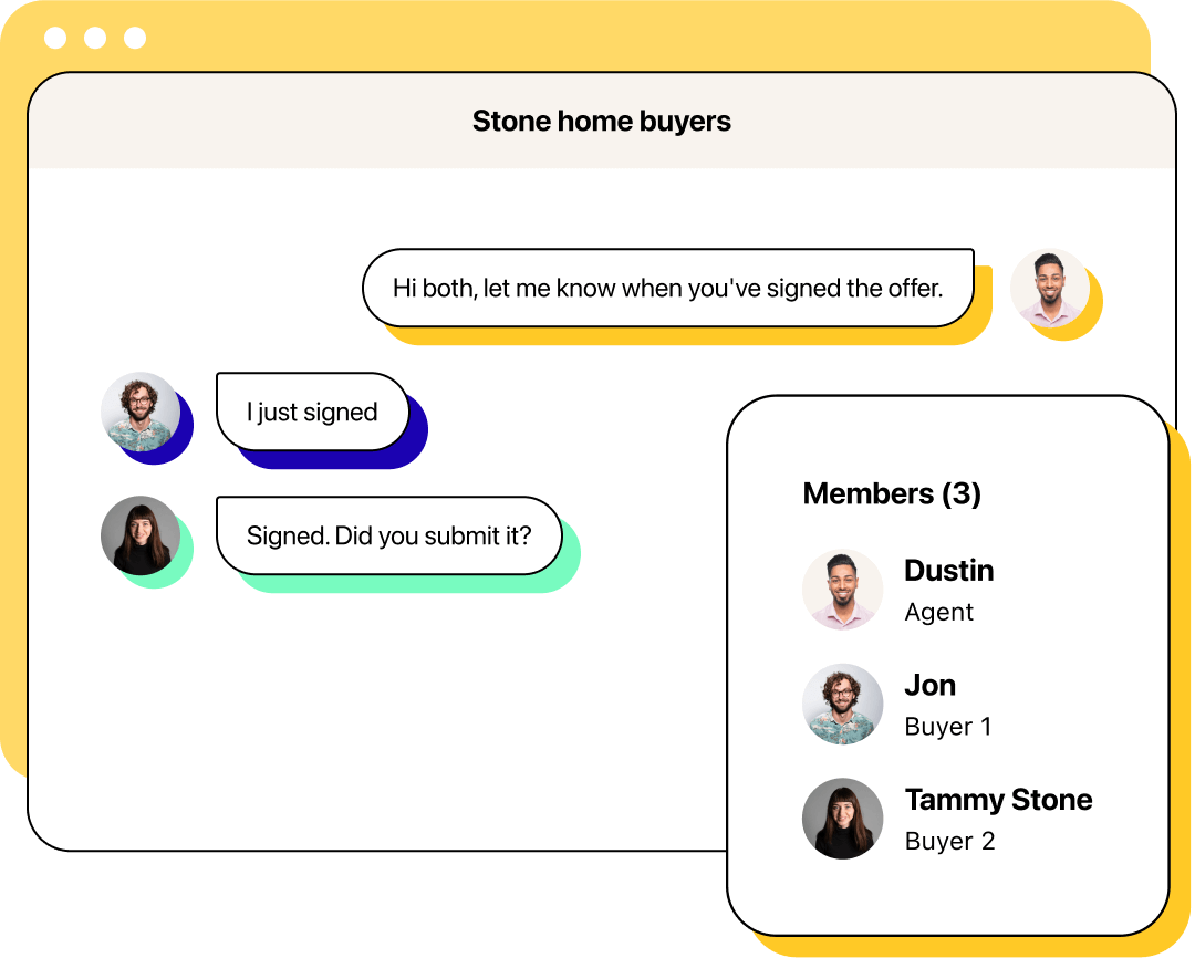 Illustration of sending a group text message in Heymarket.