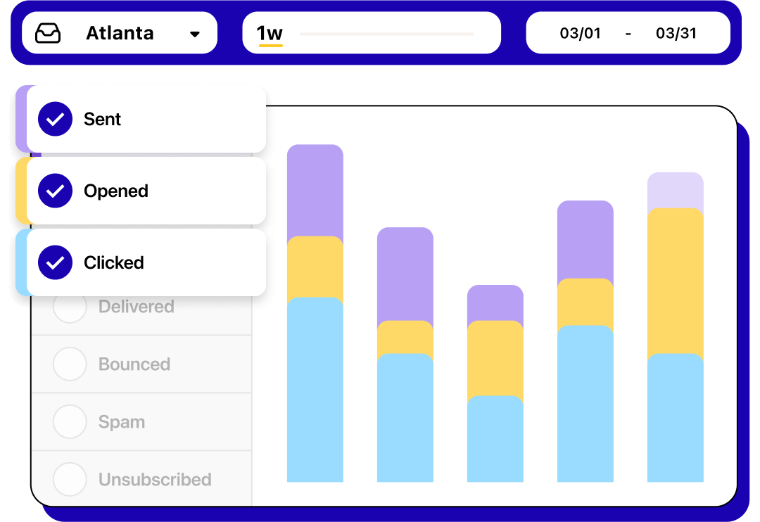 Illustration of email reports, displaying key metrics and analytics for email campaigns.