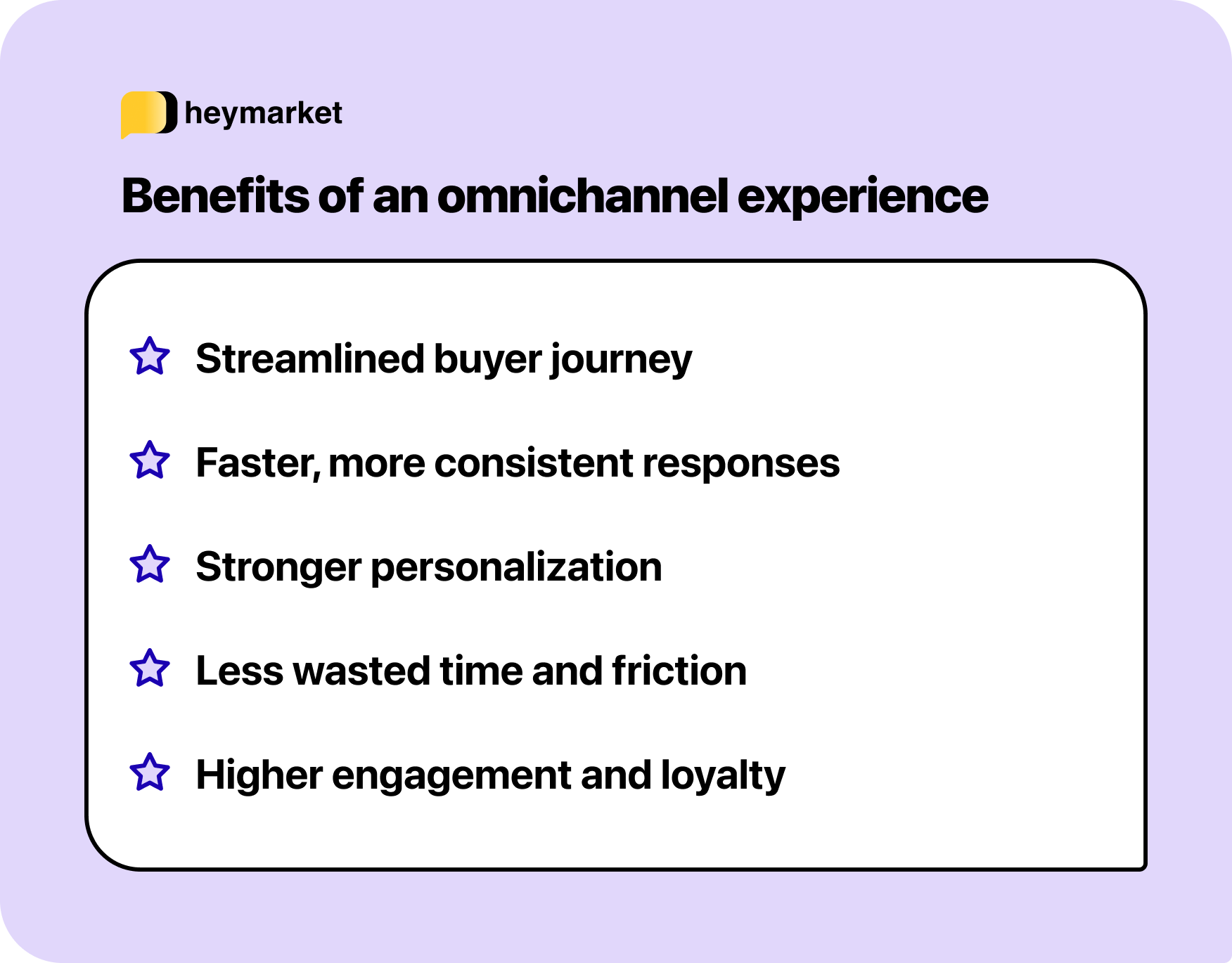 A list showing the benefits of delivering an omnichannel experience for businesses