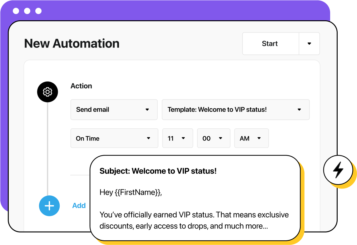 Campaign workflow showing timing tools and enhanced automations