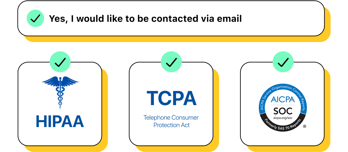 Opt-in management with compliance logos on side