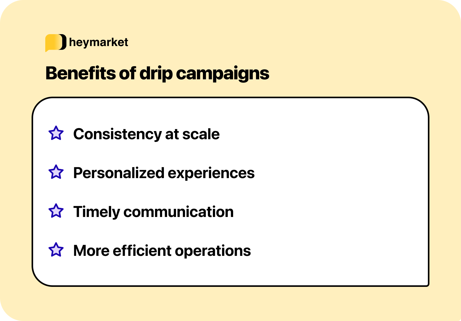 A list showing four benefits of implementing drip campaigns