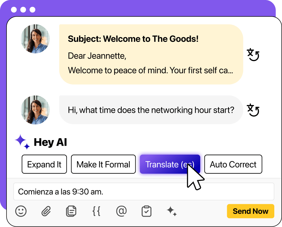 Translating message with AI.