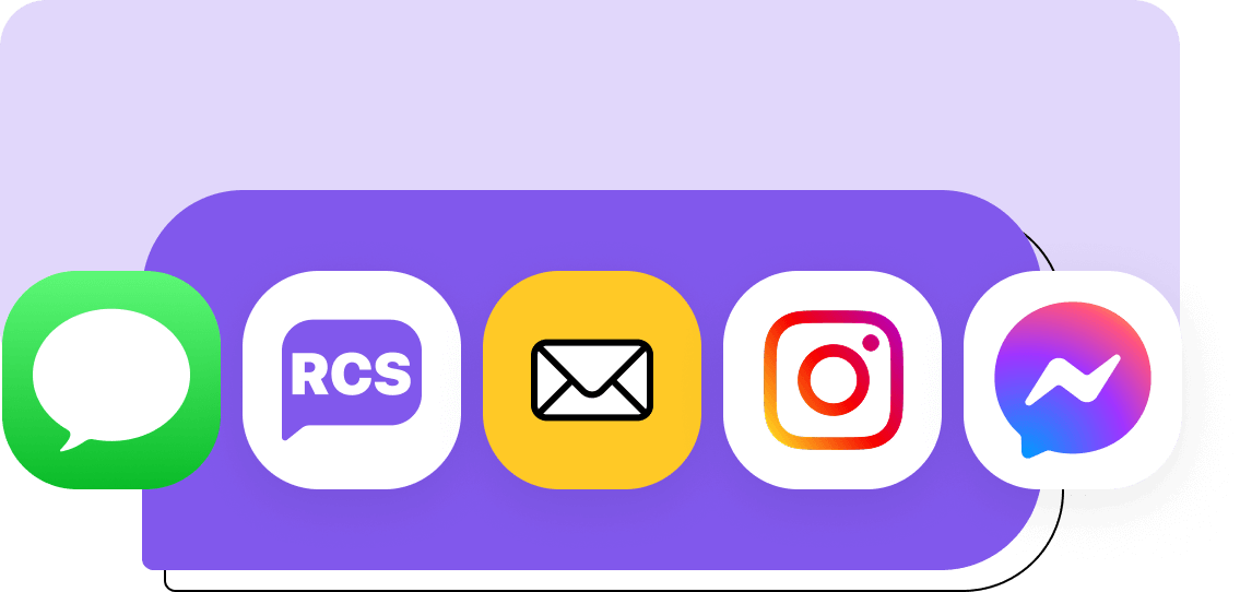 Omnichannel logos (SMS, RCS, WhatsApp, Instagram, FB Messenger)