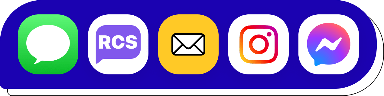 Omnichannel bubble with Apple Messages, RCS, Email, Instagram, and Facebook Messenger