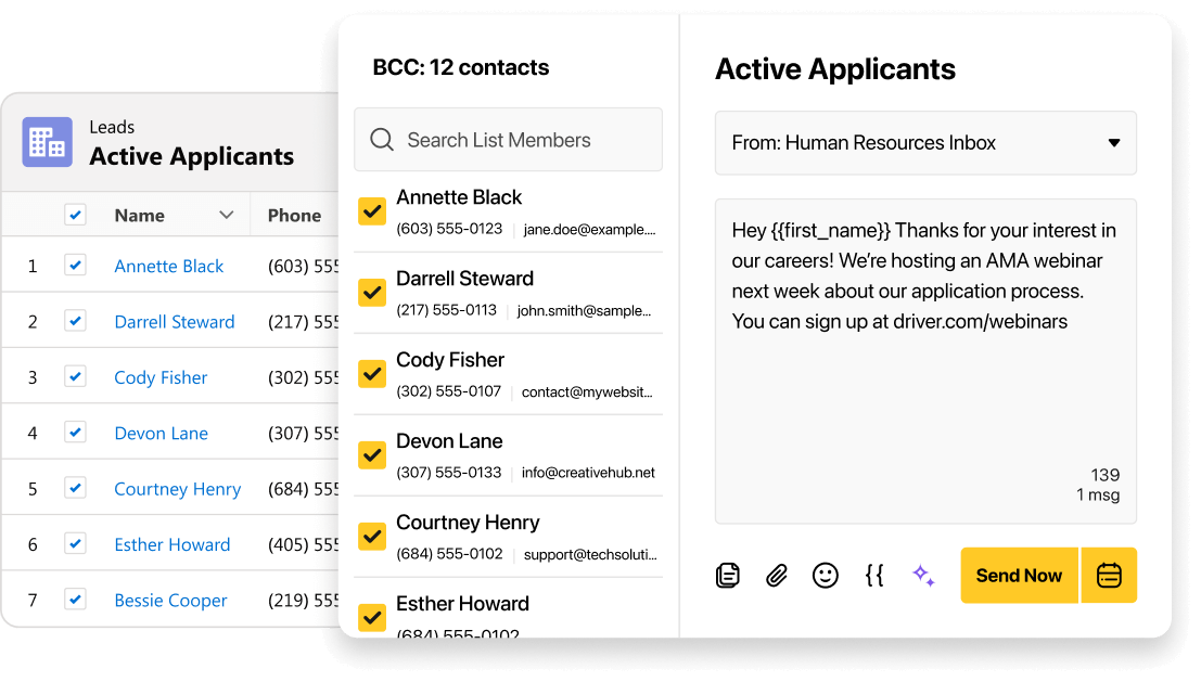 Sending an email from a segmented list using a template with custom fields