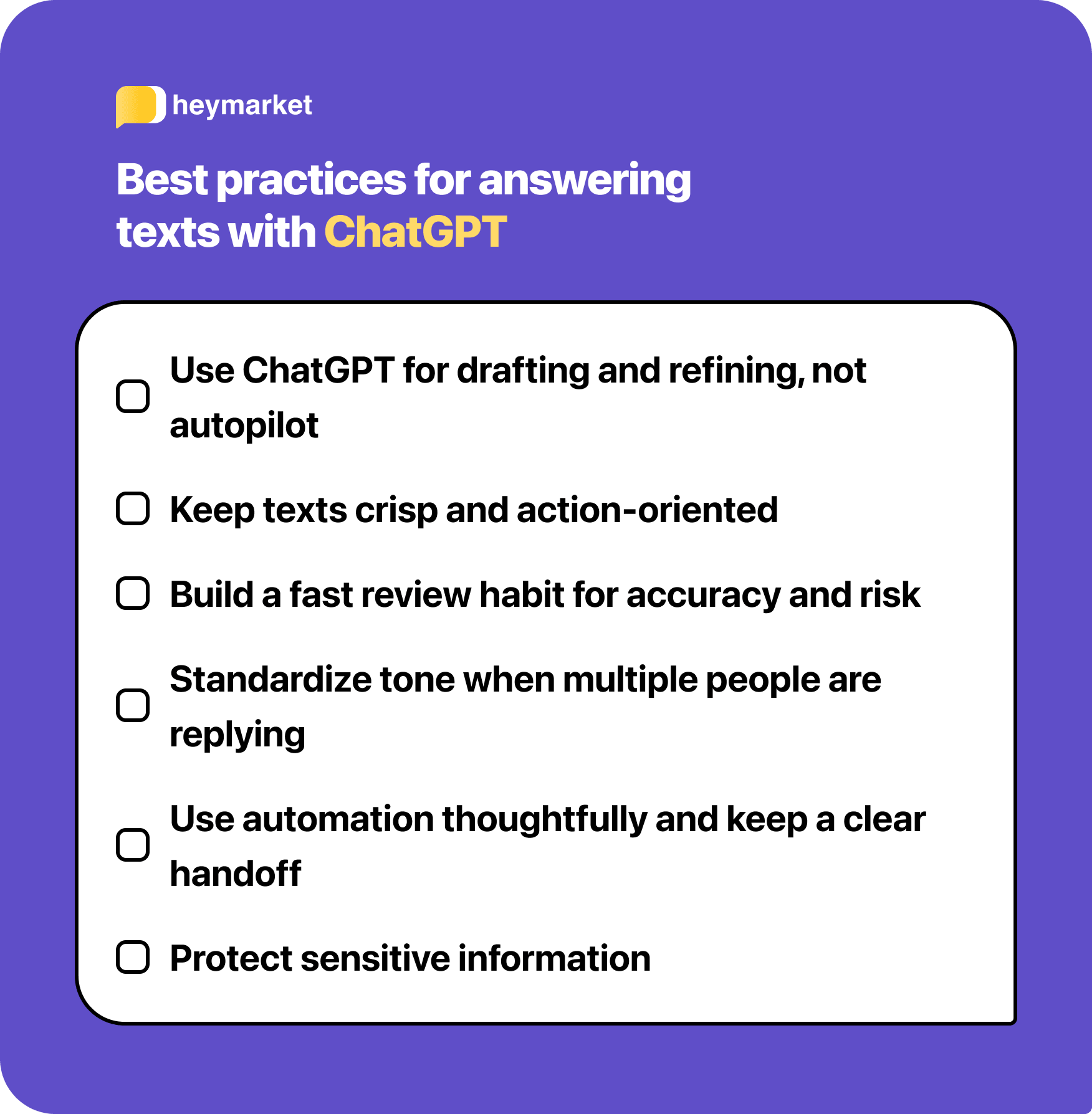 List of best practices for answering texts with ChatGPT