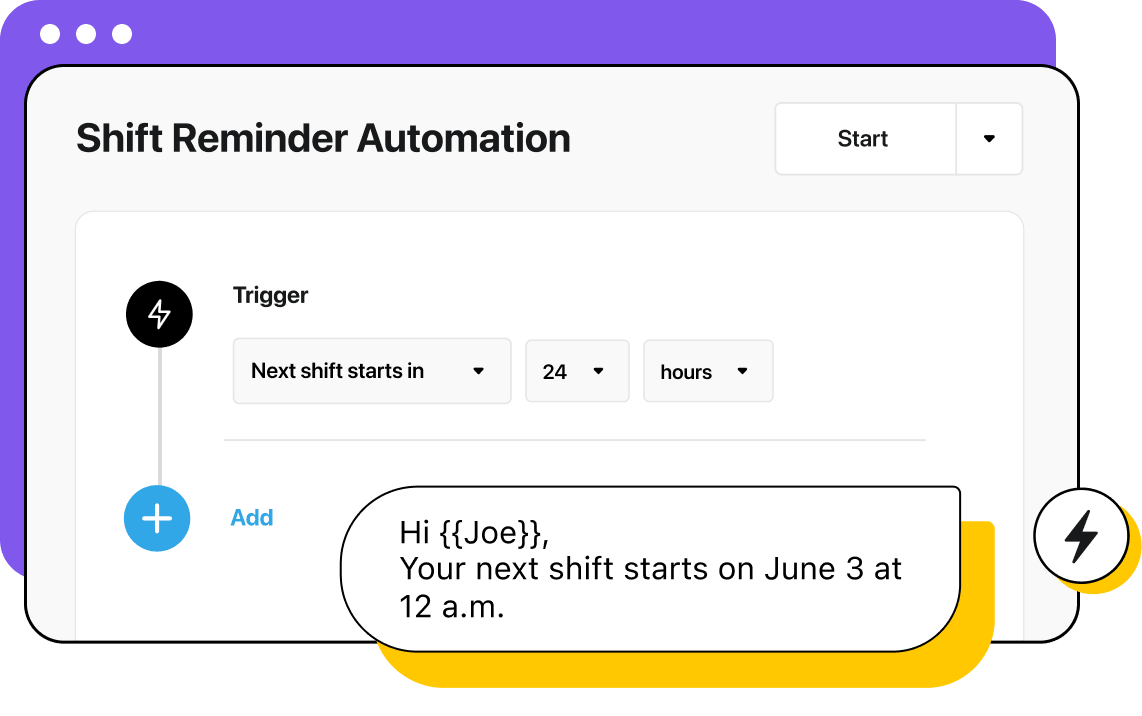 Automatic shift reminder triggered by shift start time custom field