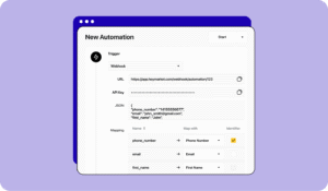 Illustration of webhook automation trigger in Heymarket