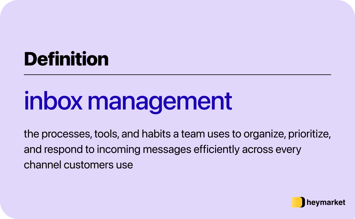 Definition card explaining what inbox management means for business teams