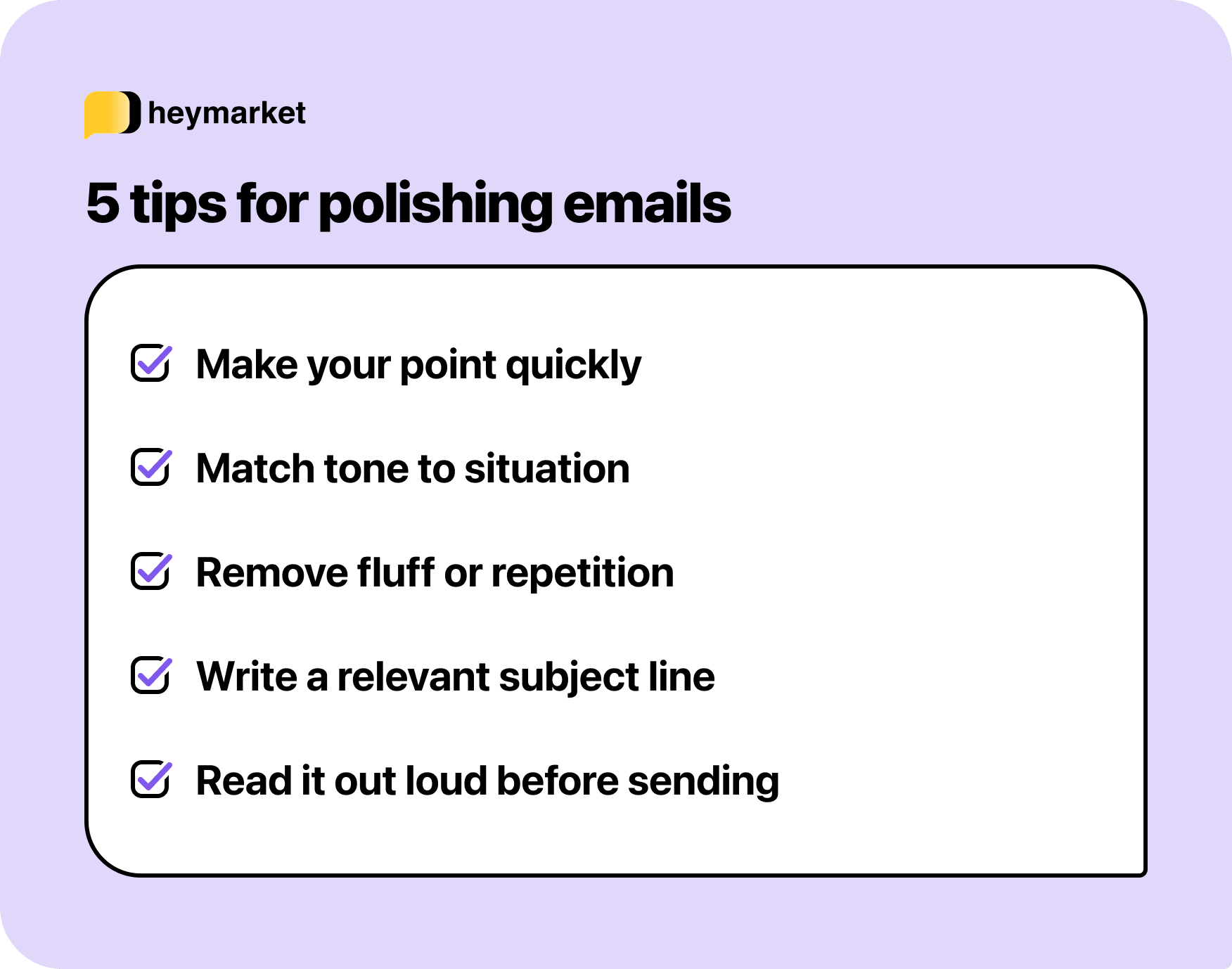 List of 5 tips for polishing emails